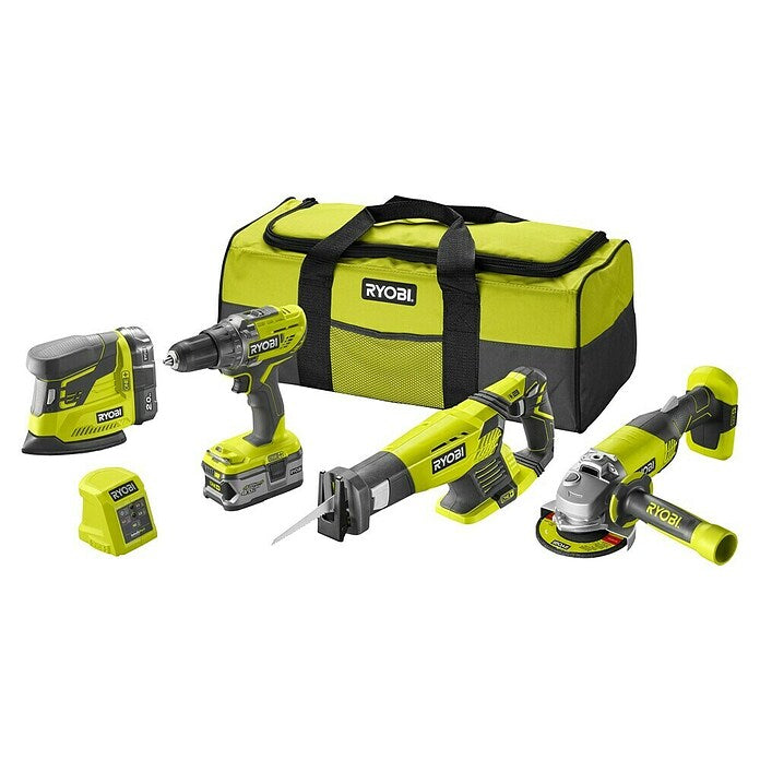 Ryobi ONE+ Machineset - Combokit R18CK4E-242S (18 V, 2 accu's, 2 Ah - 4 Ah, 8 -delig)