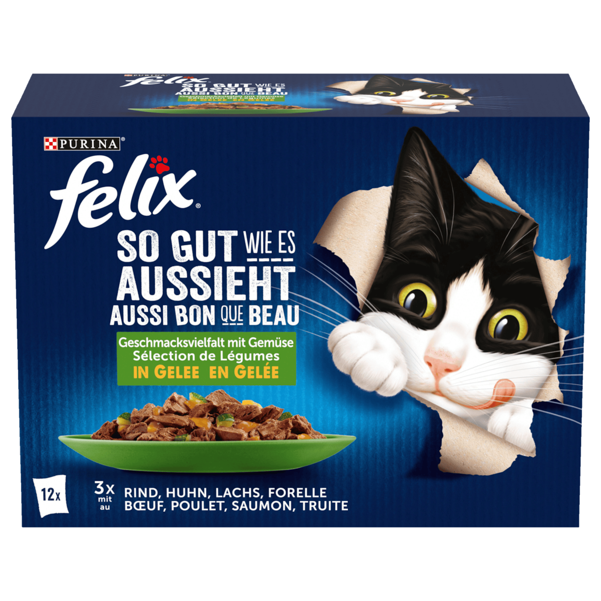 Purina Felix So gut wie es aussieht Gemengde Assortiment met Groente in Gelei 12x85g