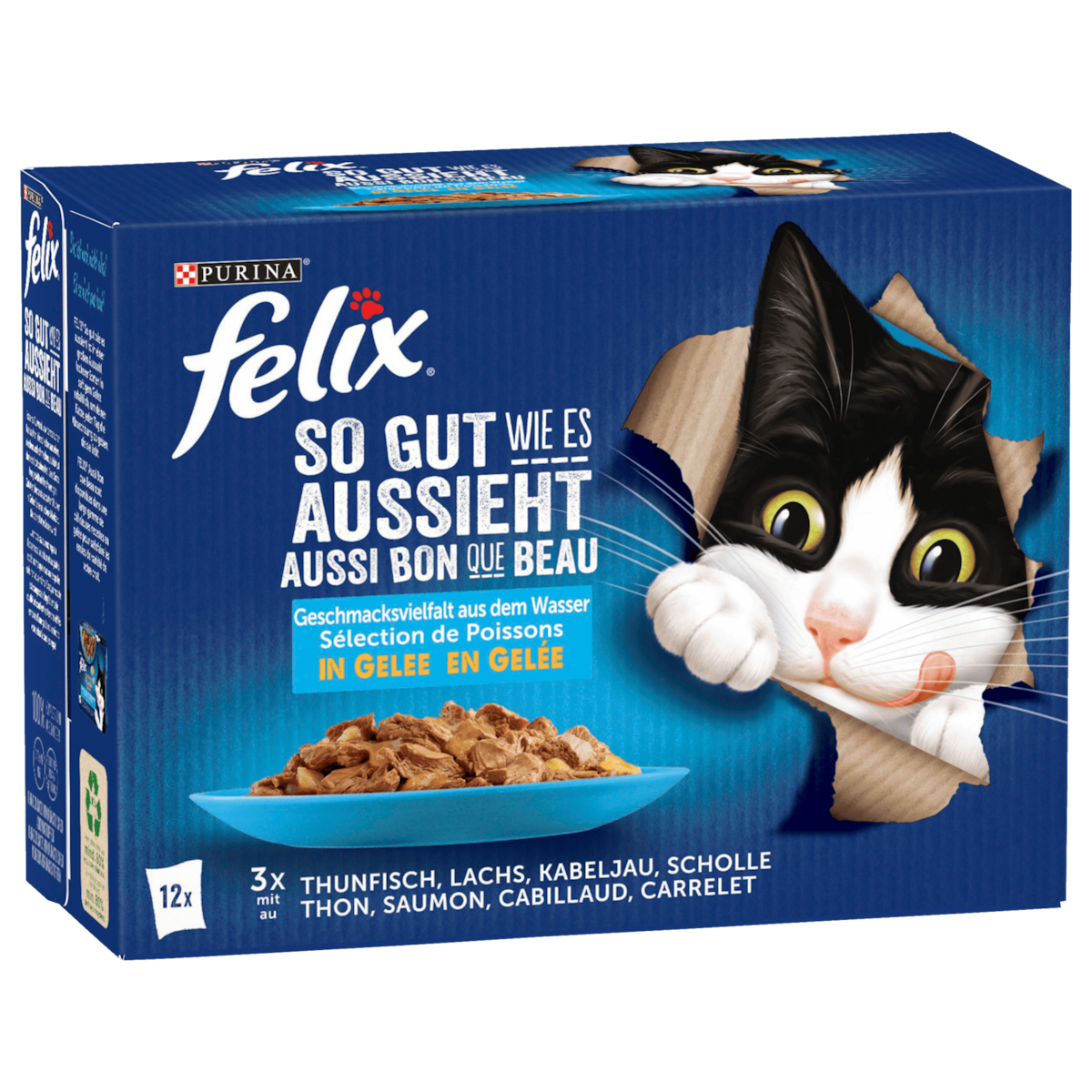 Purina Felix So gut wie es aussieht Geschmacksvielfalt aus dem Water in Gelei 12x85g