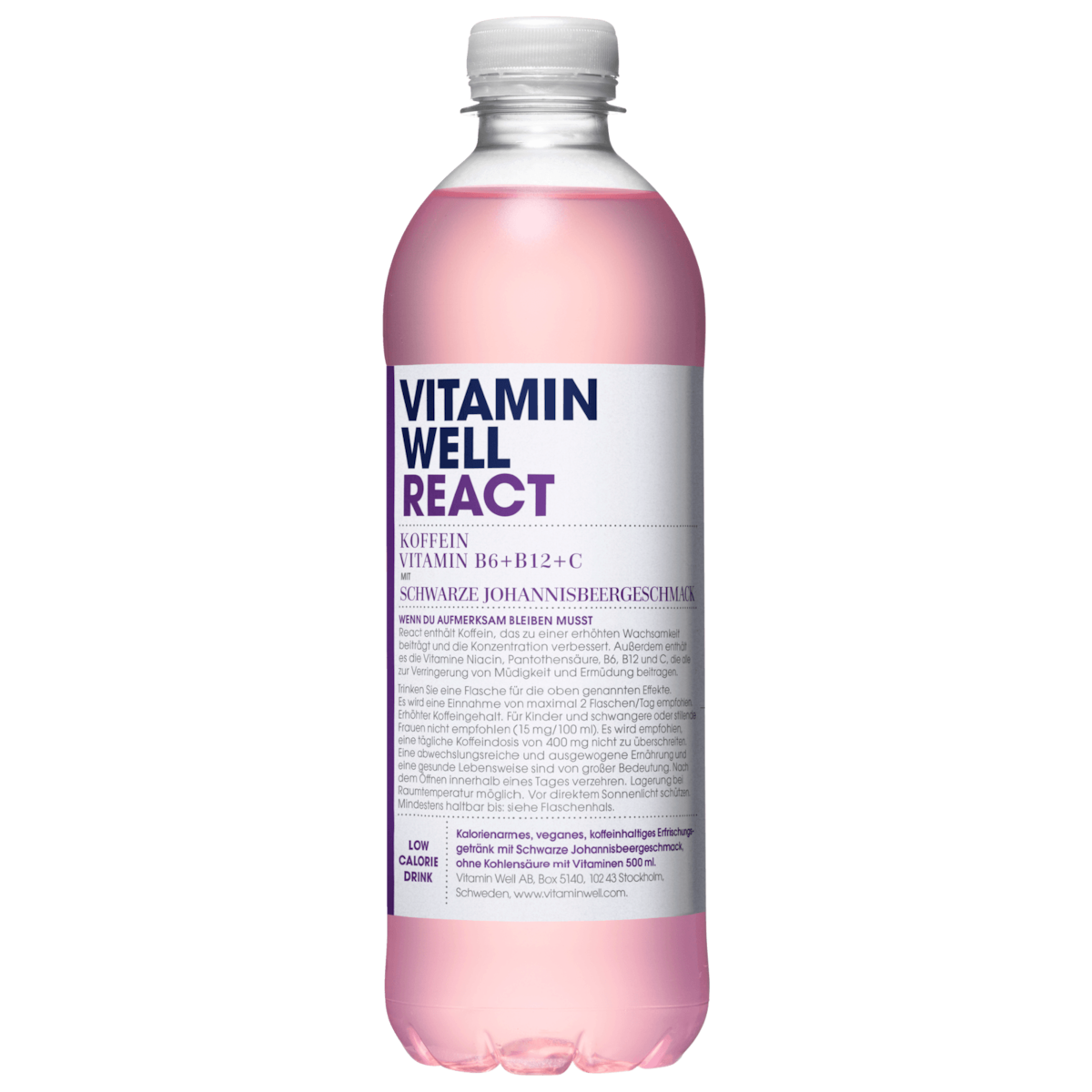 Vitamin Well React Koffein Drink Zwarte bes 0,5l