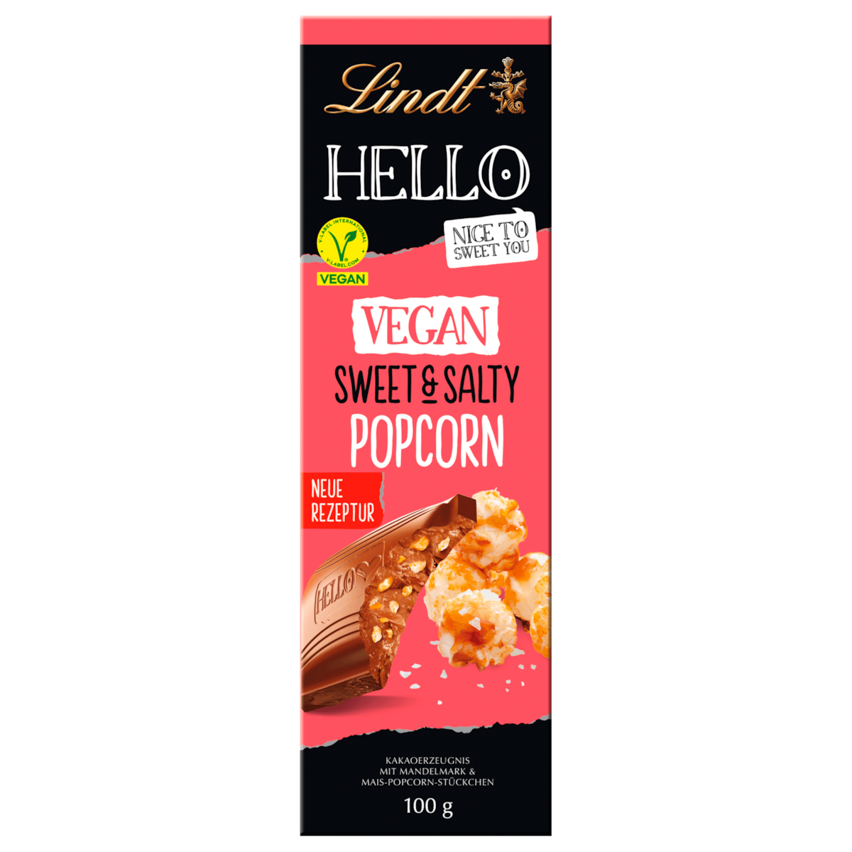 Lindt Hello Chocolade Sweet & Salty Popcorn vegan 100g