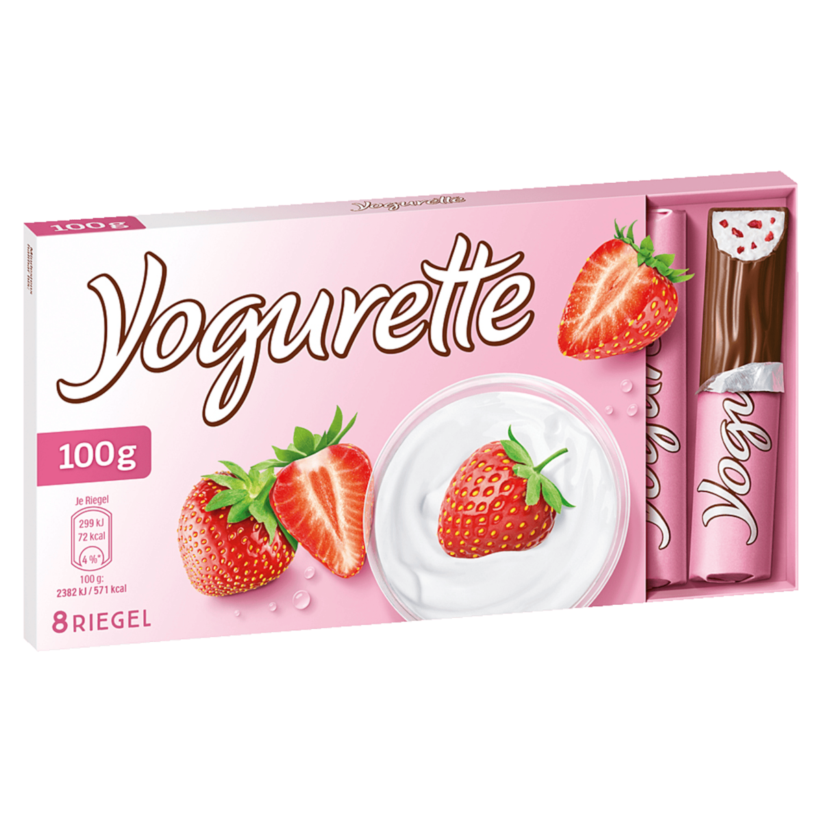 Yogurette Aardbei Chocolade 8 Stuks 100g