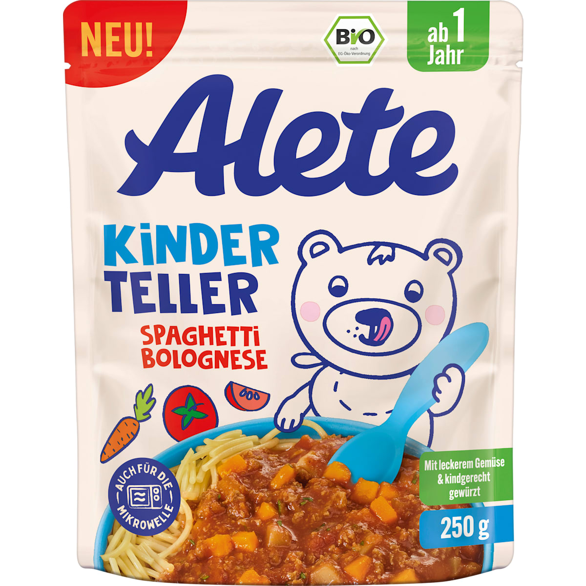 Alete Kindermaaltijd Spaghetti Bolognese vanaf 1 jaar, 250 g