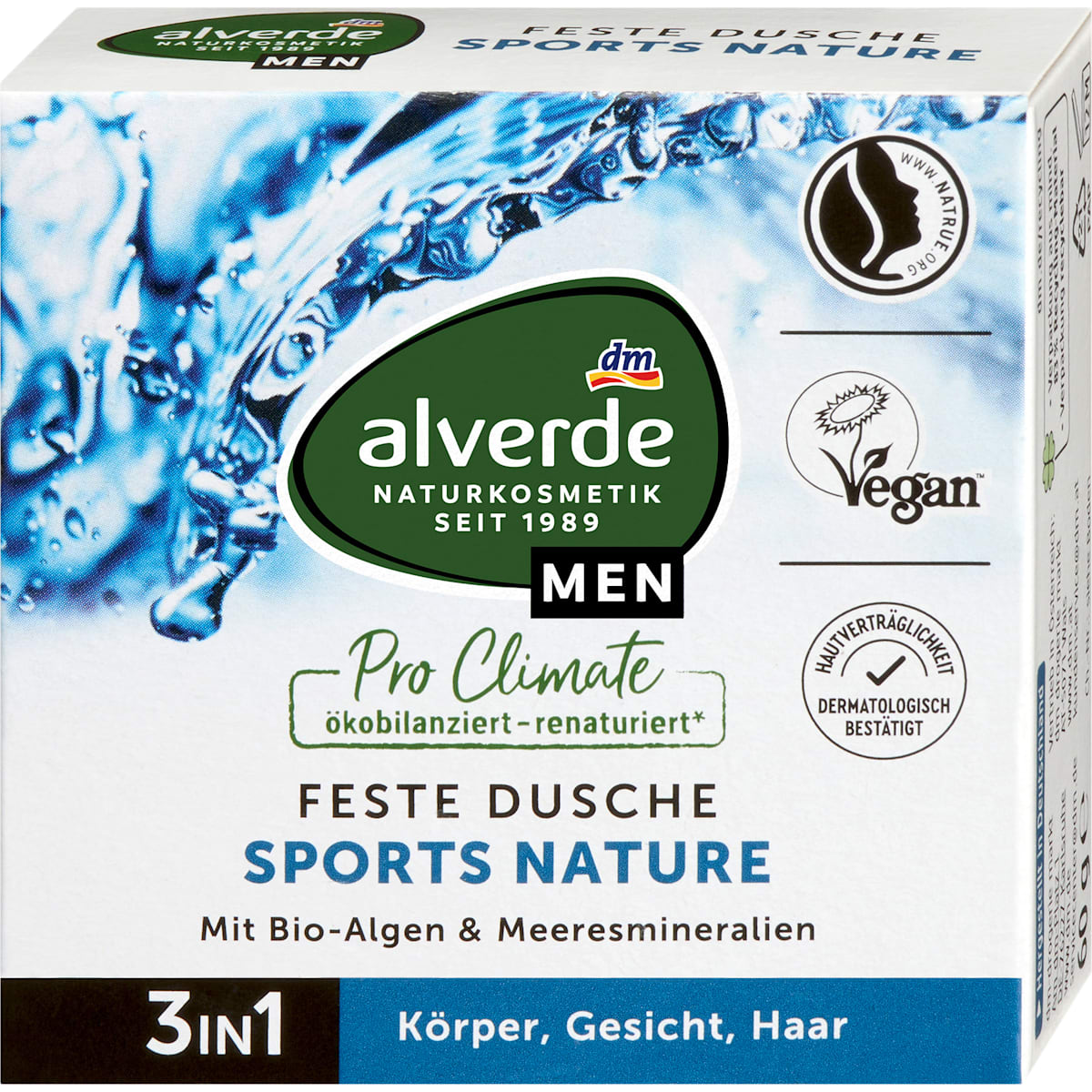 alverde MEN Vaste Douchegel Sports Nature 3in1, 60 g