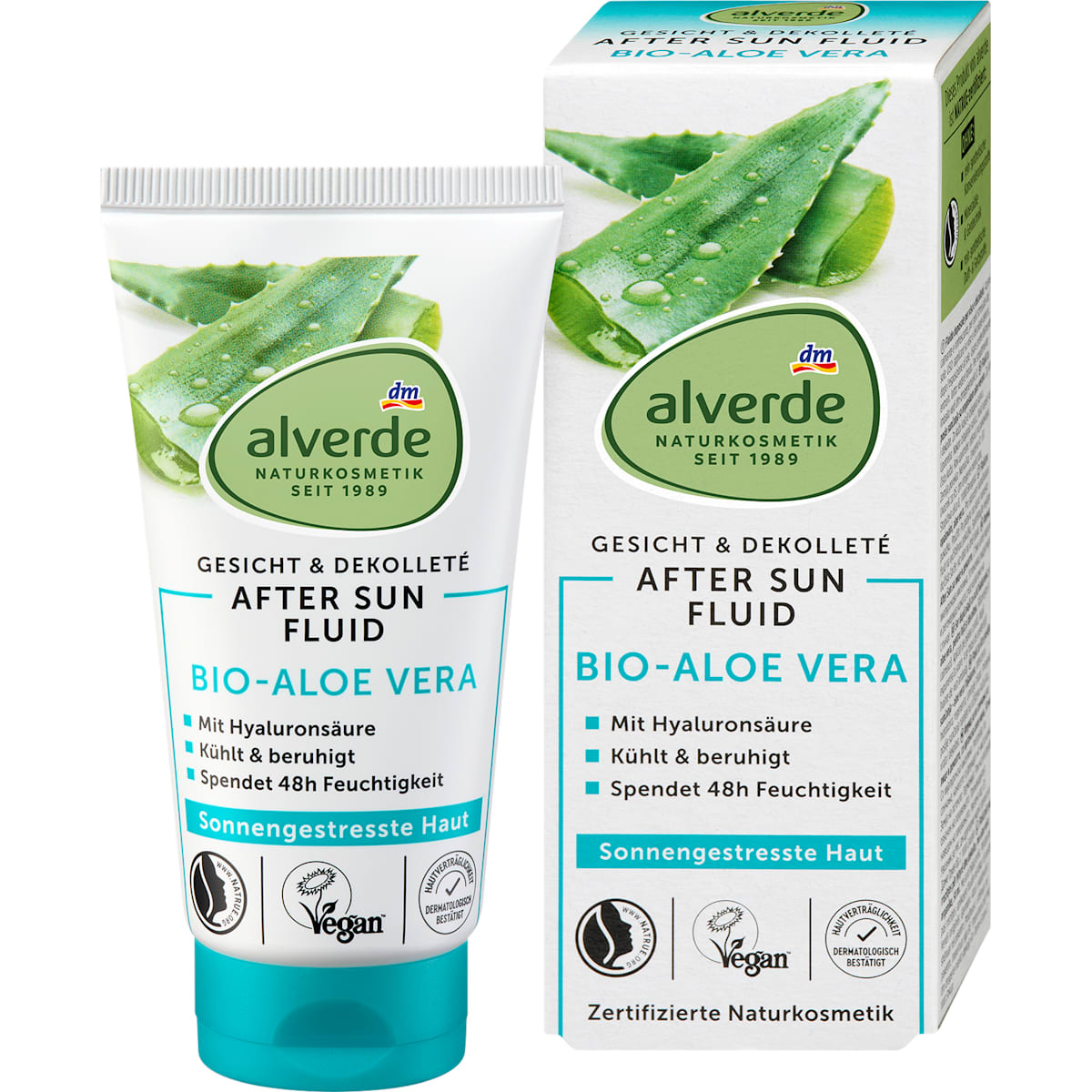alverde Natuurcosmetica After Sun Fluid Gezicht met Aloe Vera, 50 ml
