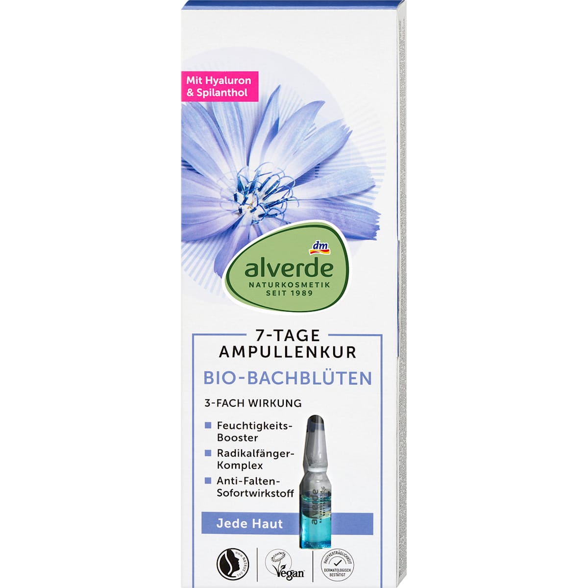 alverde Natuurcosmetica Ampullen-Kur 7-Tage met Bio-Bachblüten, 7 ml