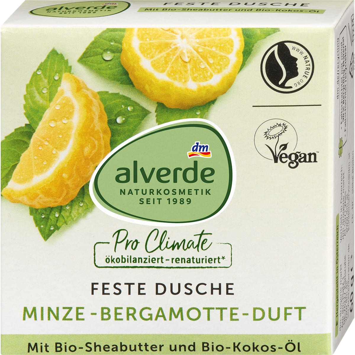 alverde Natuurcosmetica Vaste Douchegel Munt-Bergamotte Geur, 60 g