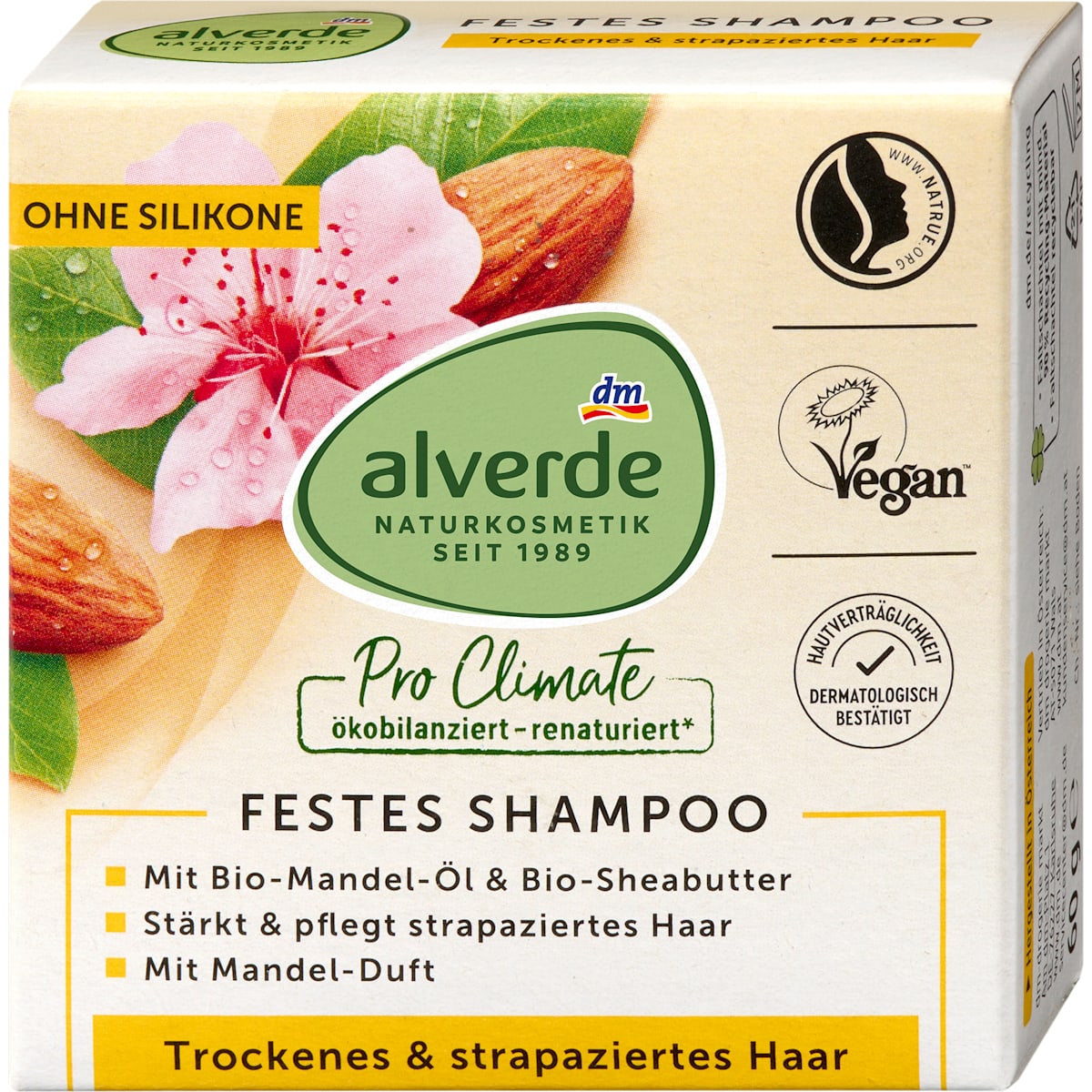 alverde Natuurcosmetica Vaste Shampoo Amandel-Olie & Sheabutter, 60 g