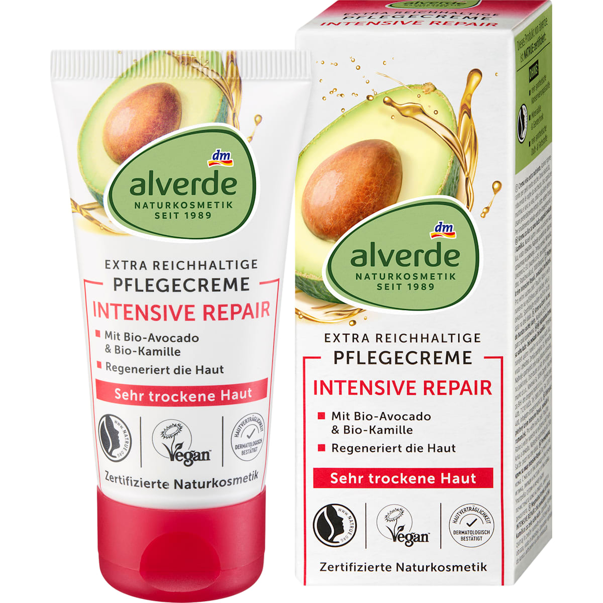 alverde Natuurcosmetica Gezichtscrème Intensief Repair Avocado, 50 ml