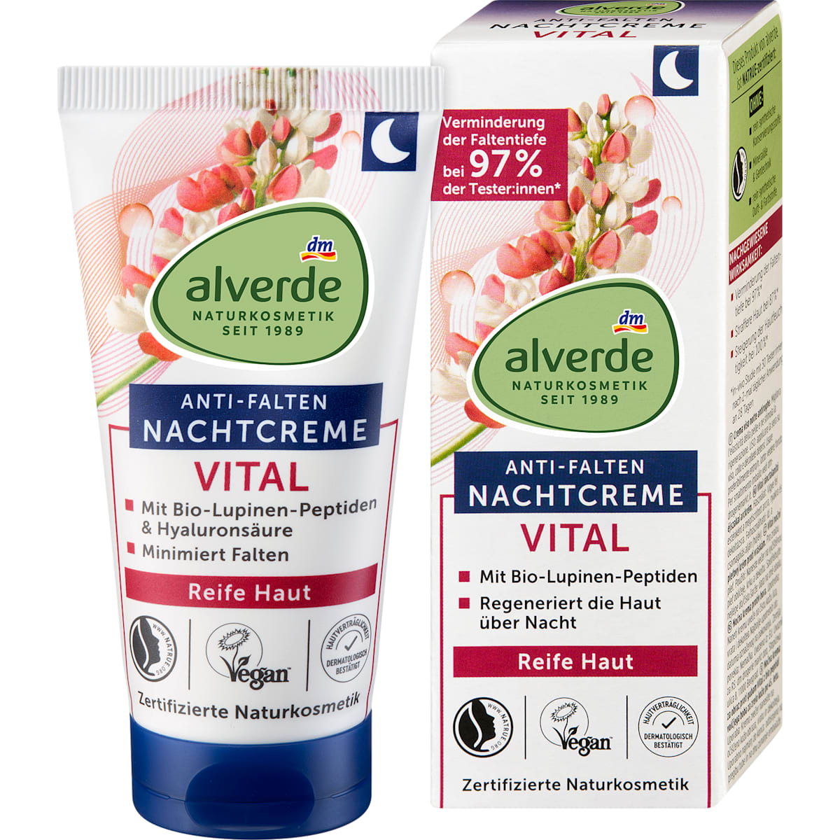 alverde Natuurcosmetica Nachtcrème Vital Anti-Falten, 50 ml