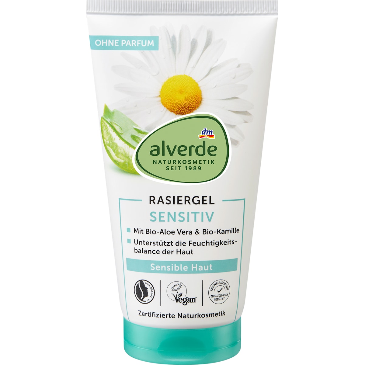 alverde Natuurcosmetica Scheergel sensitief Aloe Vera & Kamille, 150 ml