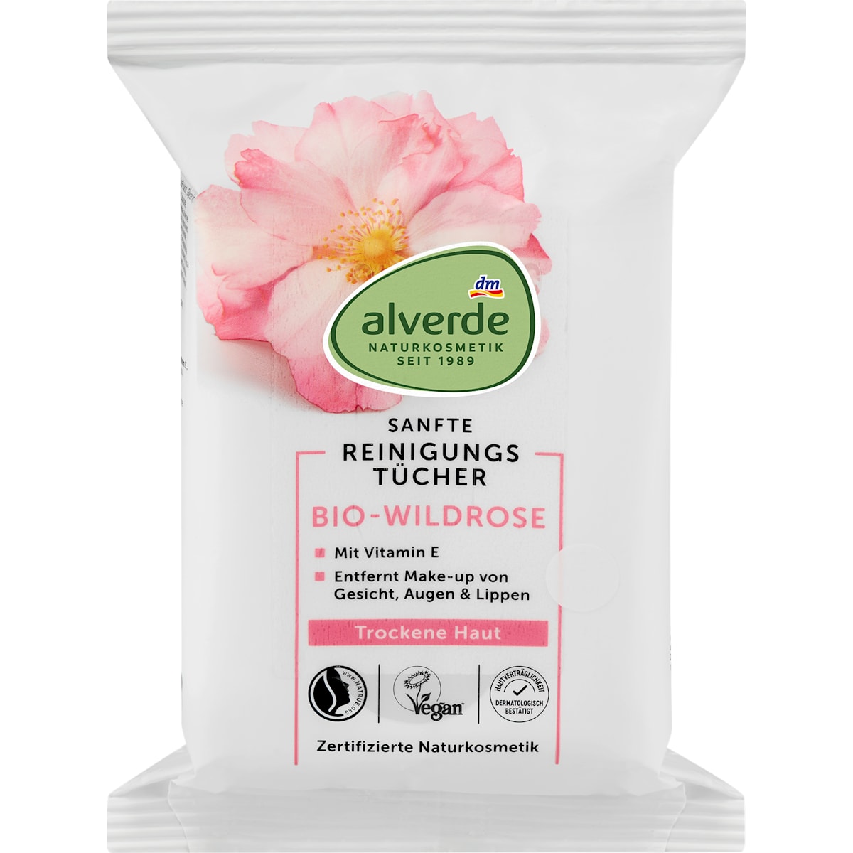 alverde Natuurcosmetica Reinigingsdoekjes Wildrose, 25 St