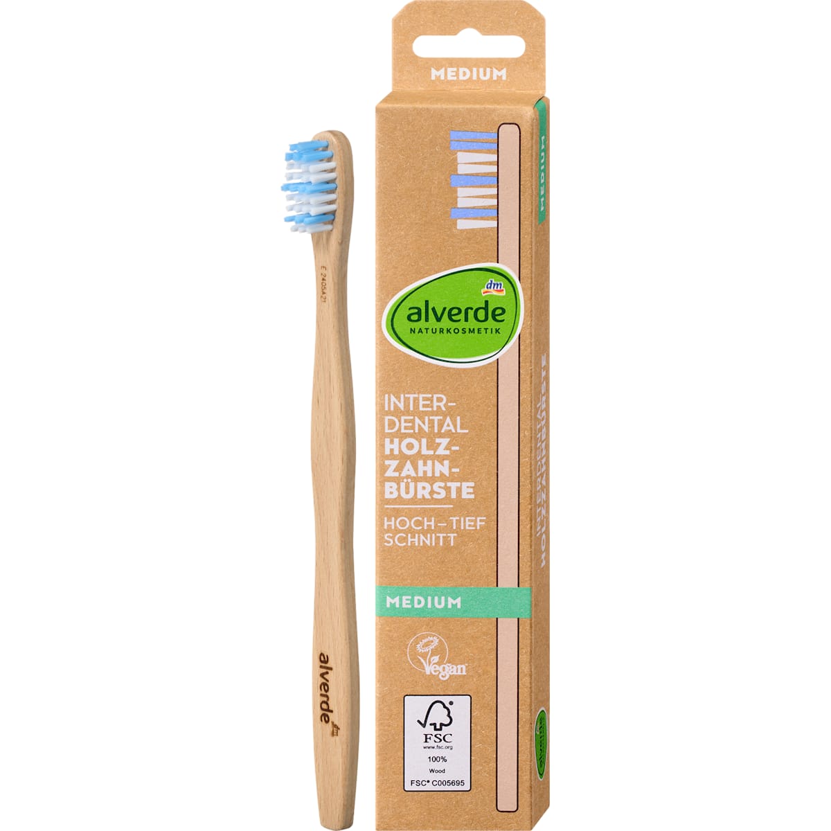 alverde Natuurcosmetica Tandenborstel Interdental Holz medium, 1 St