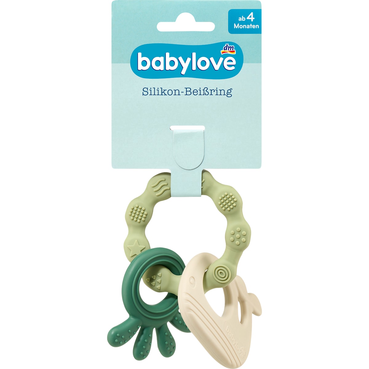 babylove Beißring Silicone beige/groen, 1 St