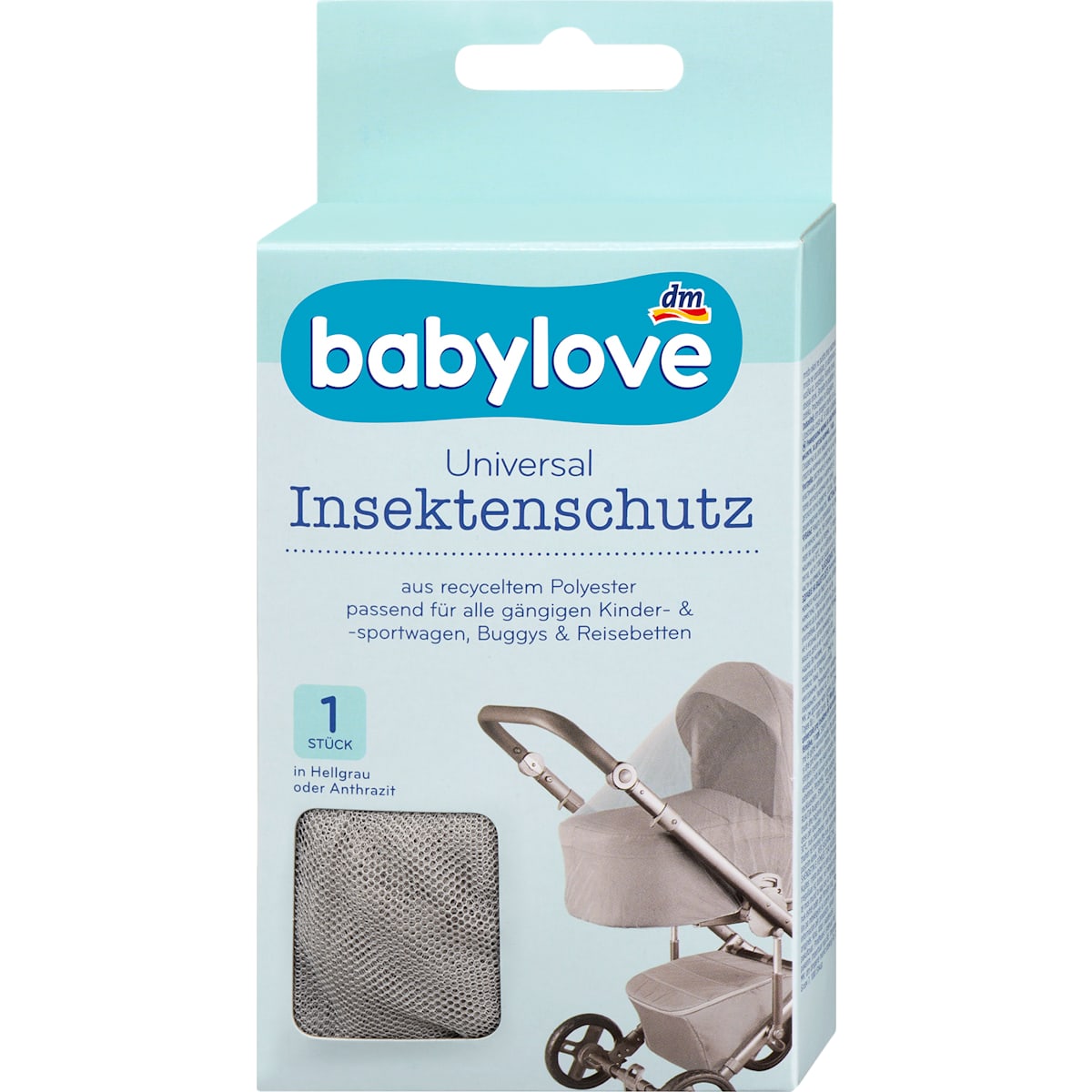 babylove Insektenschutz-Netz voor Kinderwagen Universal grau, 1 St