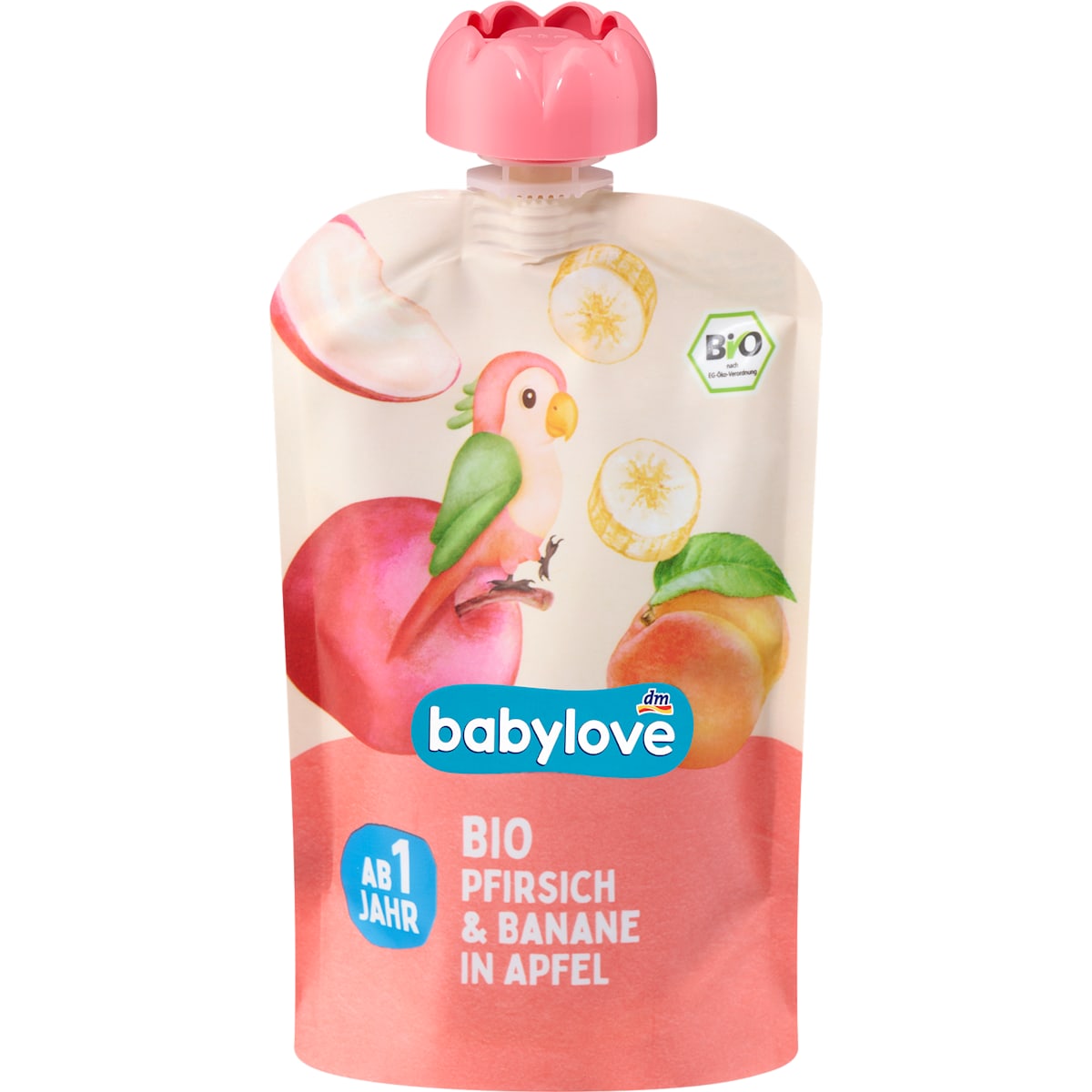 babylove Knijpfruit Perzik & Banaan in Appel vanaf 1 jaar, 100 g