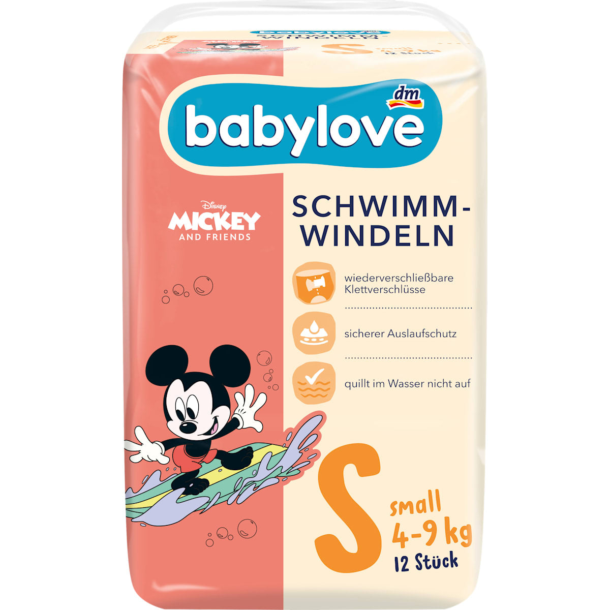 babylove Schwimmwindeln Disney Maat Small (4-9 kg), 12 St