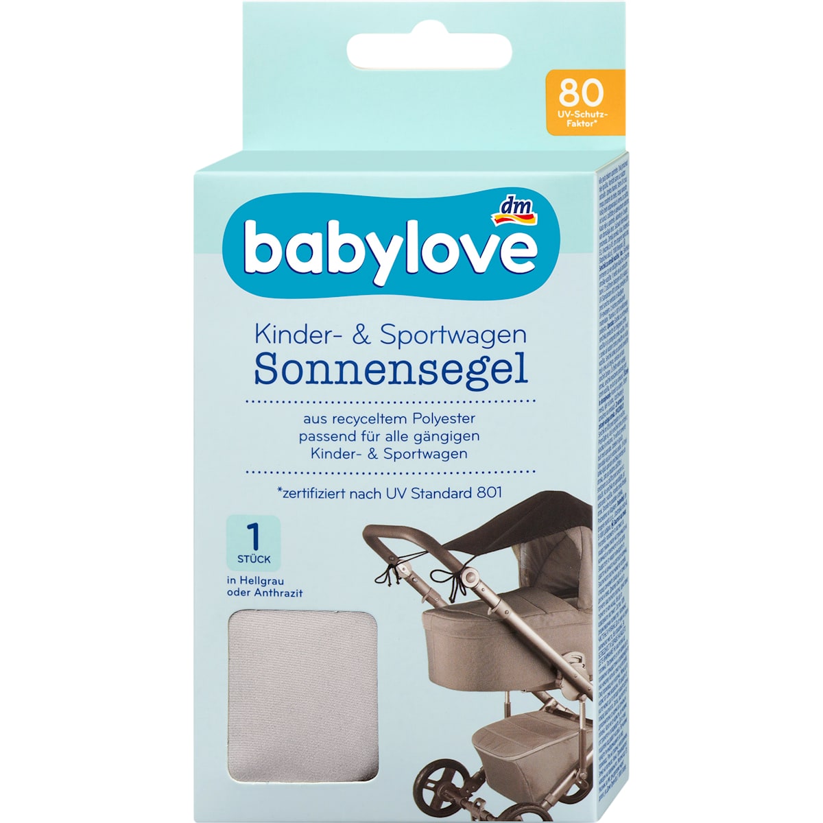 babylove Sonnensegel voor Kinder- en Sportwagen hellgrau, 1 St