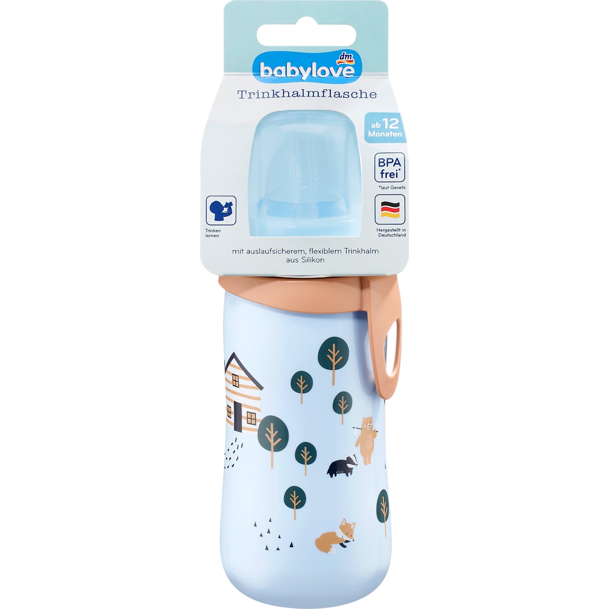 babylove Trinkhalmflasche blau, 330 ml, 1 St