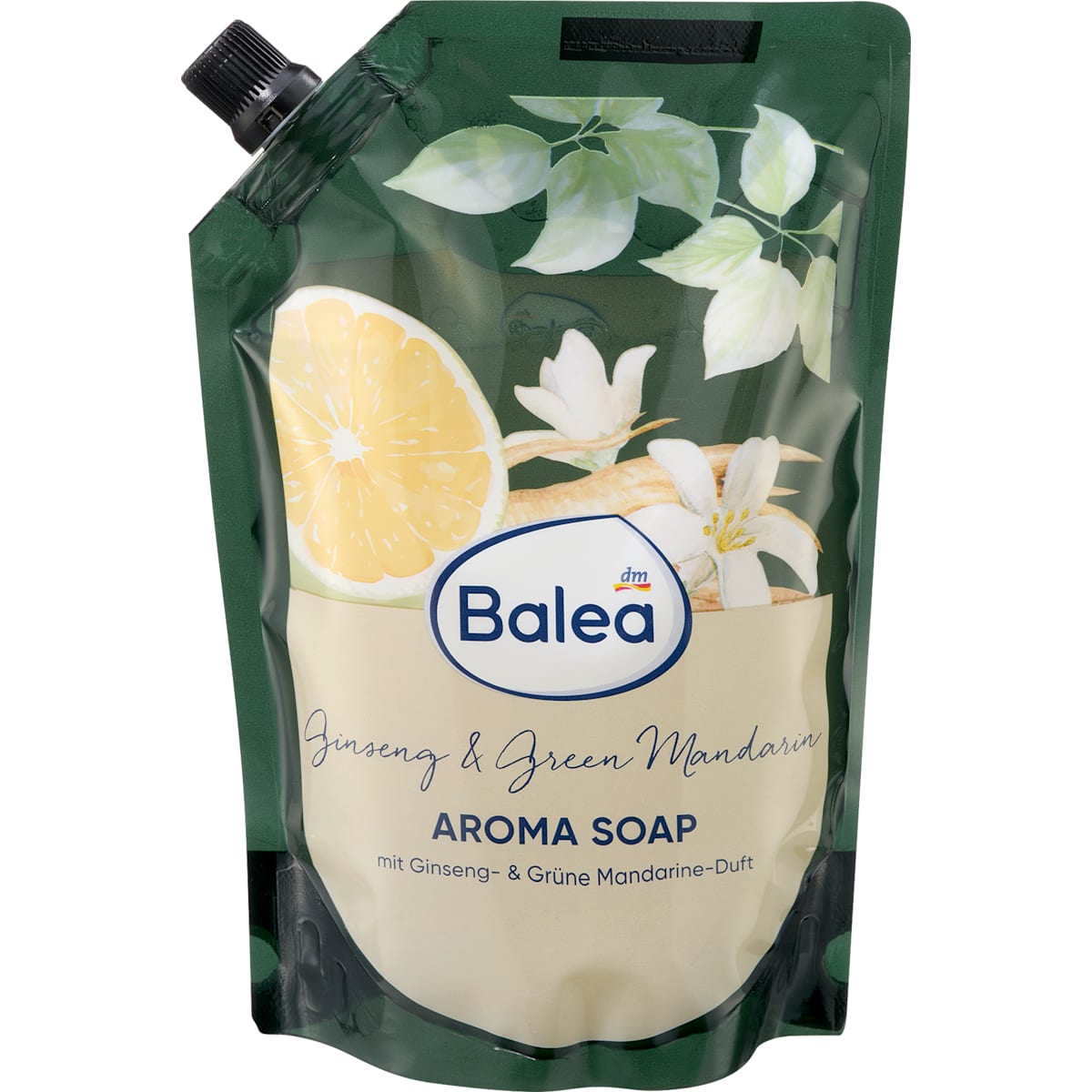 Balea Vloeibare zeep Ginseng & Green Mandarin Navulverpakking, 500 ml