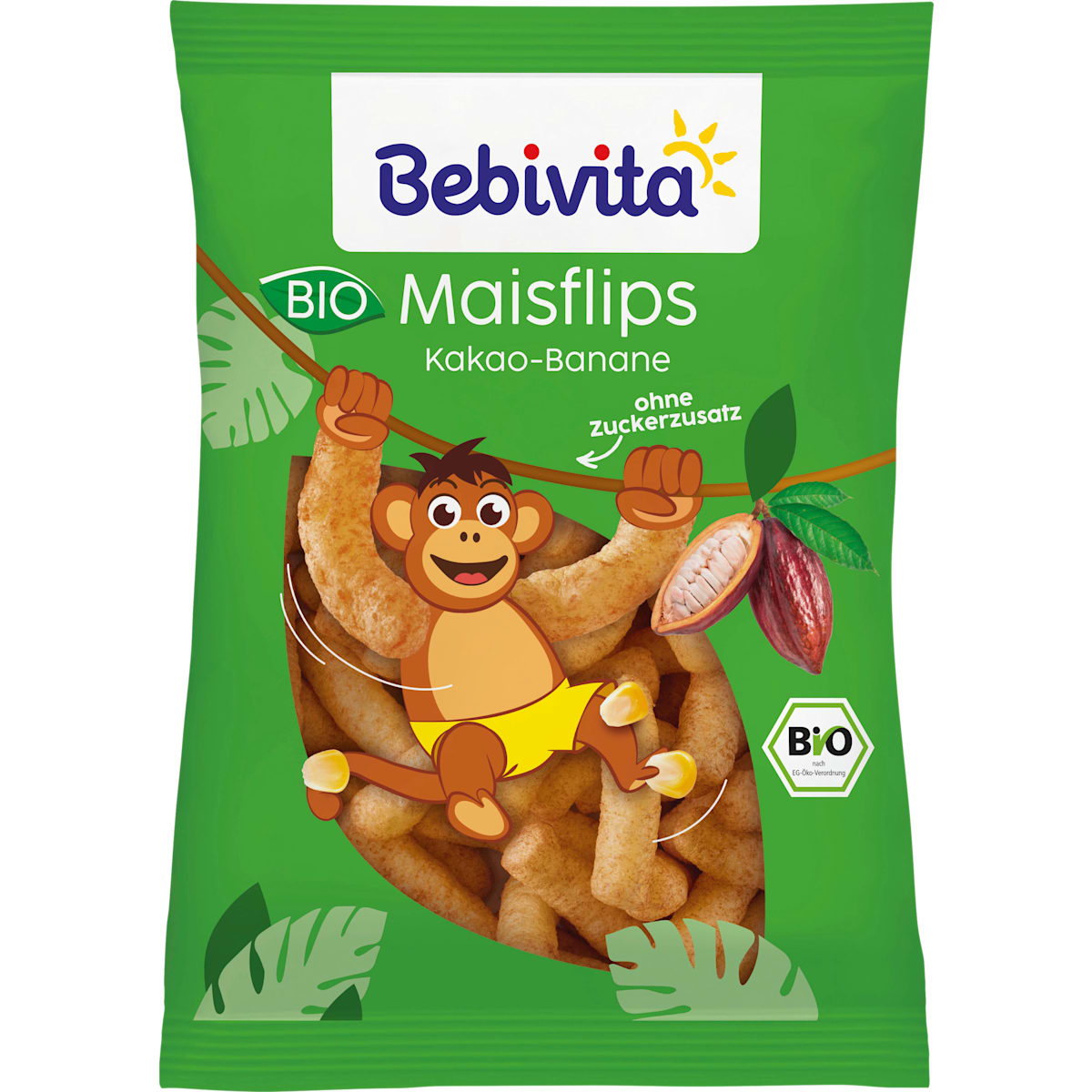 Bebivita Kindersnack Maisflips Cacao-Banaan vanaf 3 jaar, 30 g