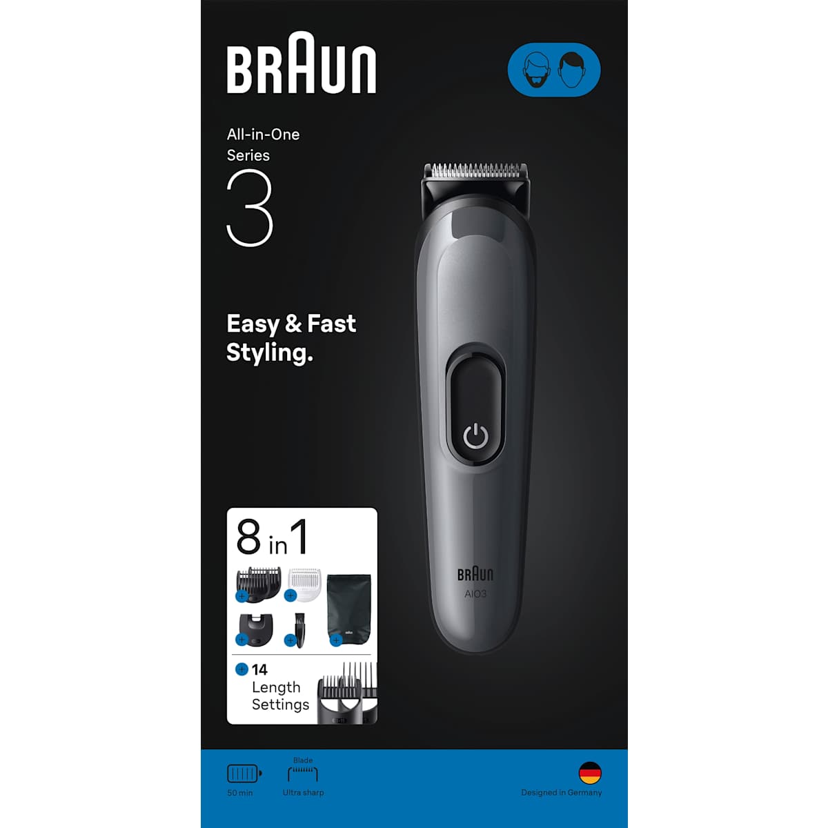 Braun Baardtrimmer & Tondeuse, Series 3 All-In-One Style Kit AIO3540, 1 St