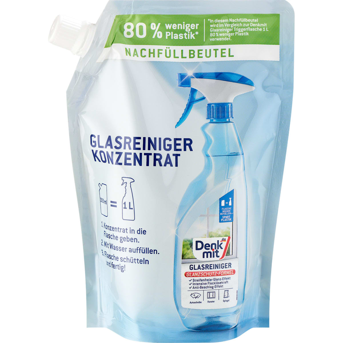 Denkmit Glasreiniger Concentraat Navulverpakking, 333 ml