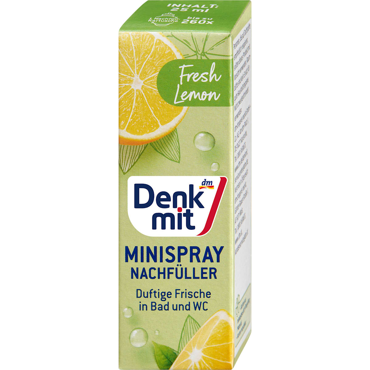 Denkmit Luchtverfrisser Minispray Fresh Lemon Navulverpakking, 25 ml