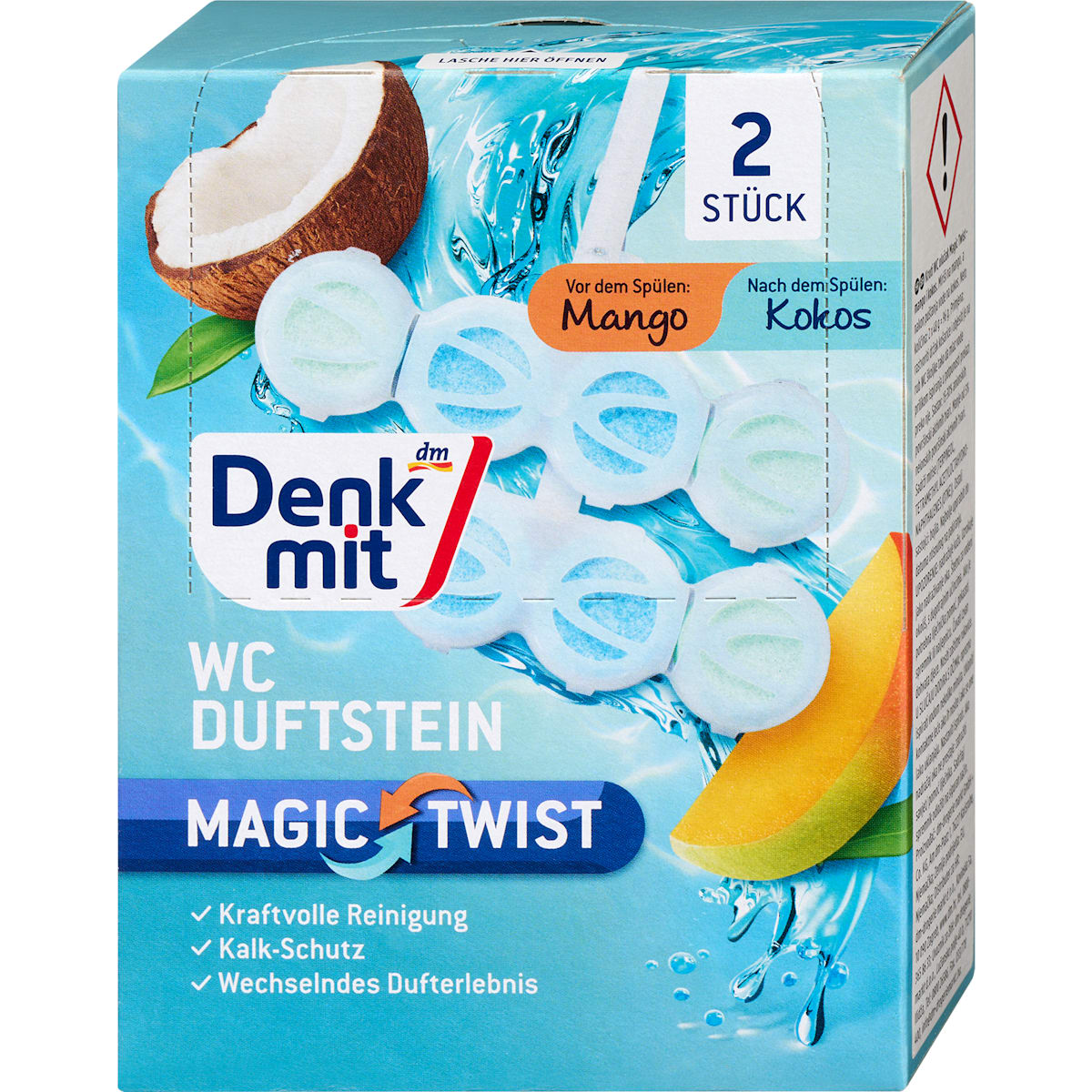 Denkmit WC Duftstein Magic Twist Mango & Kokos, 2 St