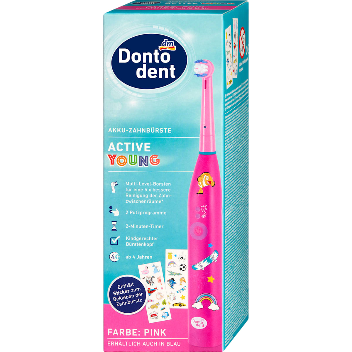 Dontodent Elektrische Tandenborstel Kinder Active Young pink, 1 St