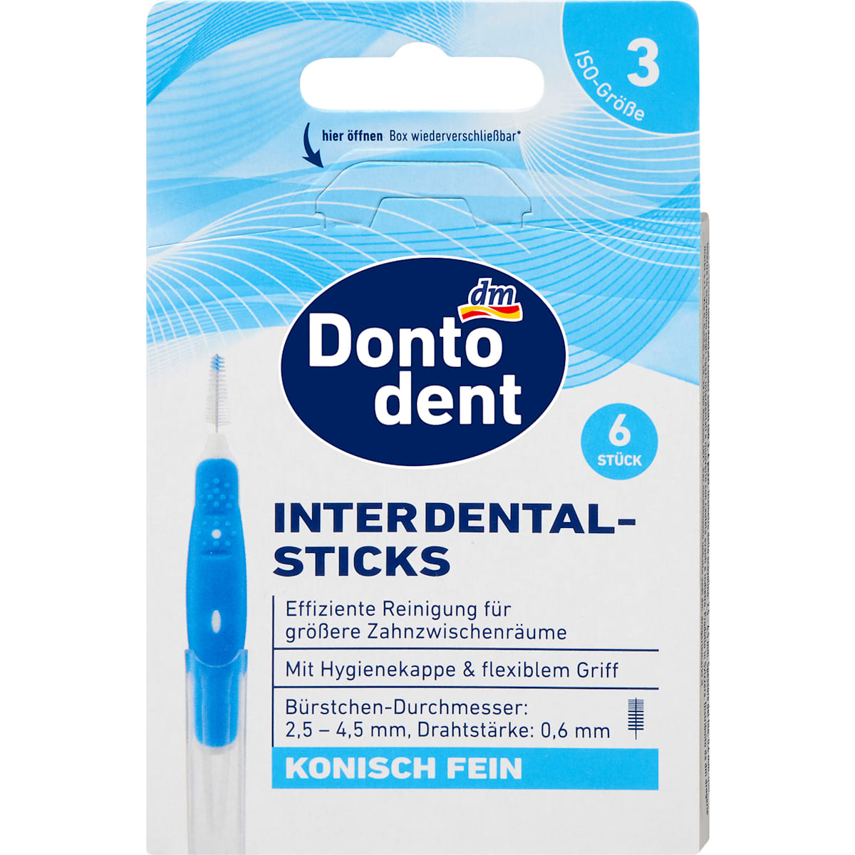 Dontodent Ragers blau 0,6 mm ISO 3, 6 St