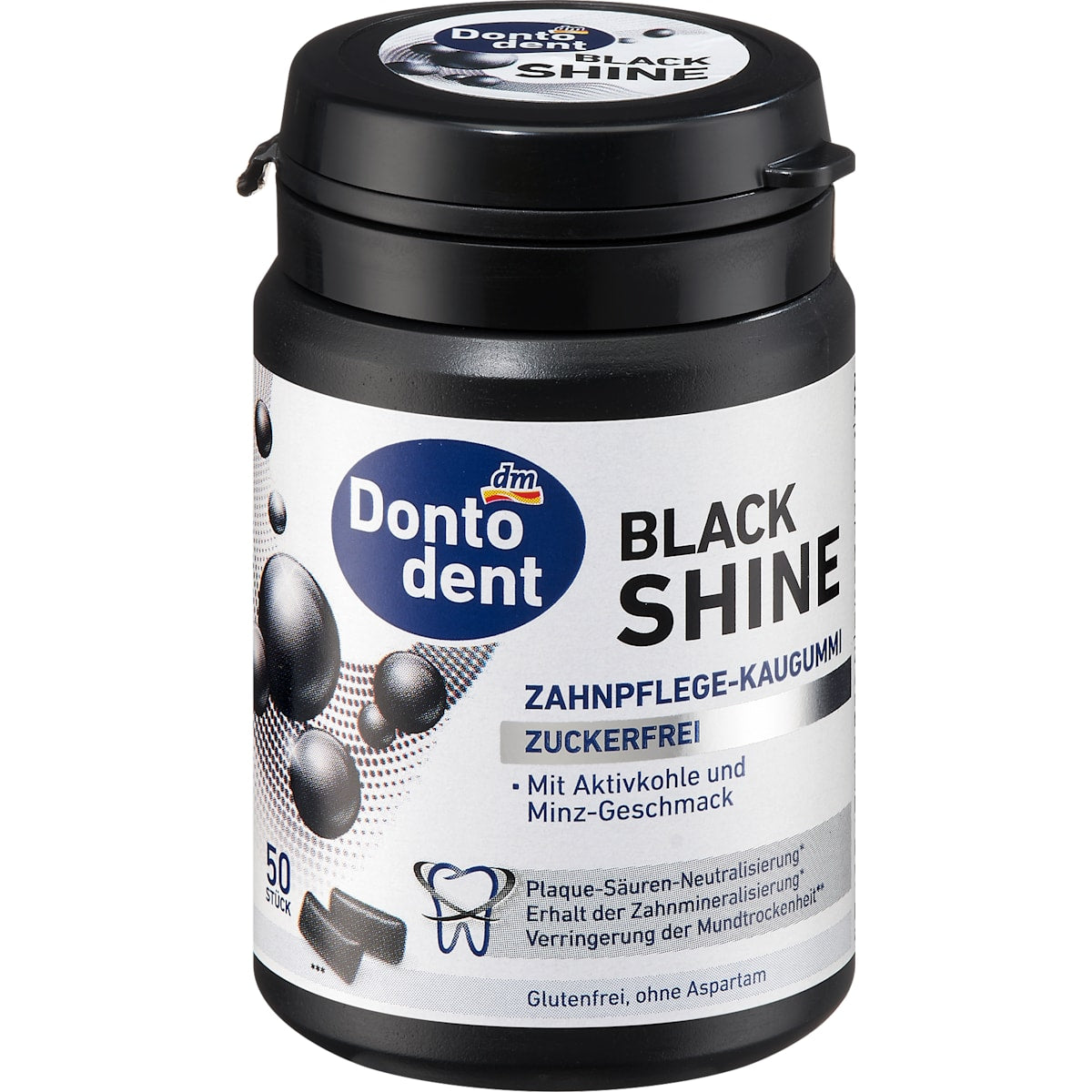 Dontodent Kaugummi, Black Shine met Actieve kool, suikervrij, 50 St