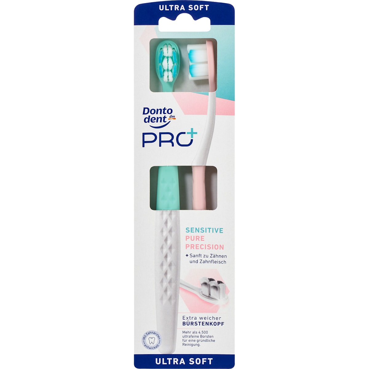 Dontodent PRO+ Tandenborstel Sensitive Pure Precision ultra soft, 2 St