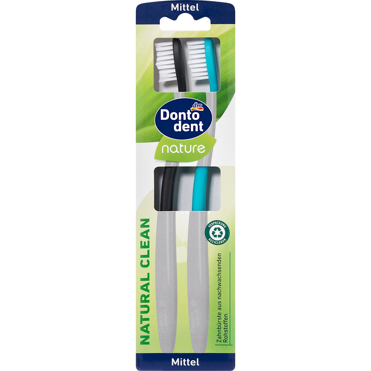 Dontodent Tandenborstel nature Natural Clean mittel, 2 St