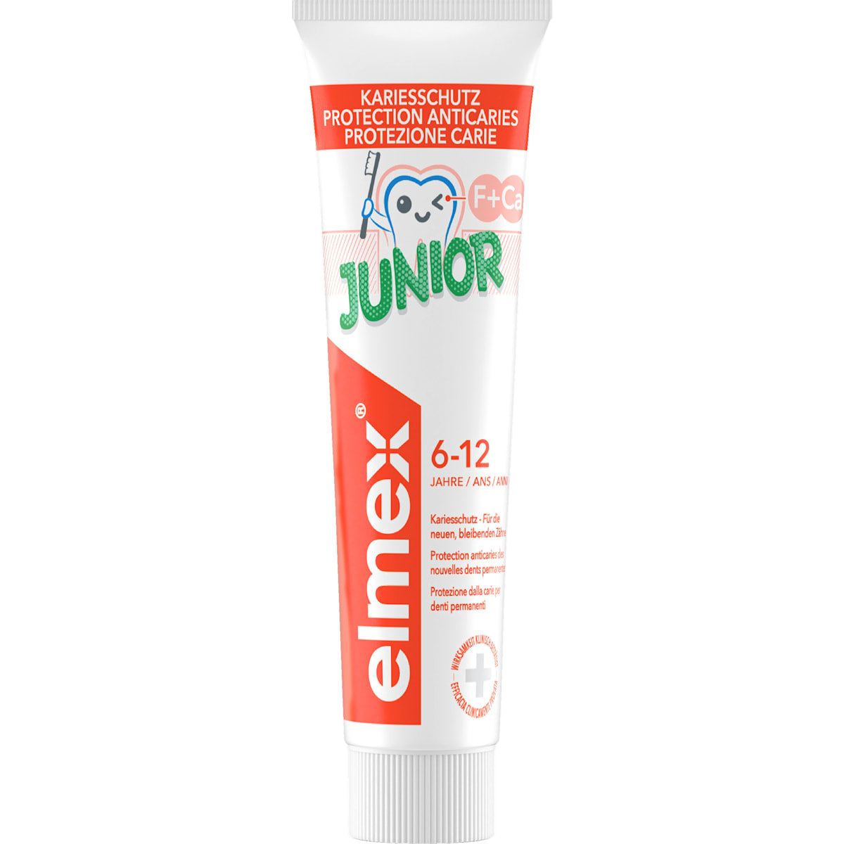 elmex Tandpasta Kinder Junior, 6-12 jaar, Reisformaat, 12 ml
