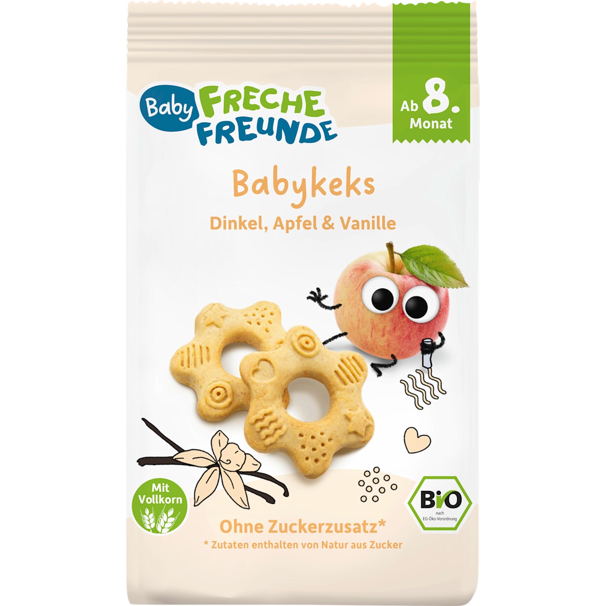 Freche Freunde Babykoekjes Spelt, Appel & Vanille vanaf 8 maanden, 100 g