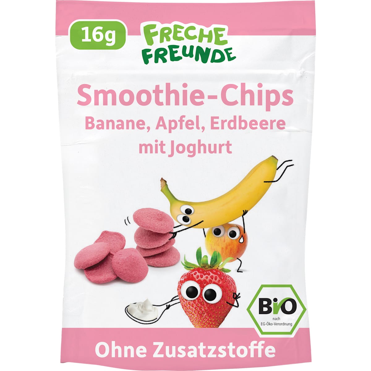 Freche Freunde Kindersnack Smoothie-Chips Banaan Appel Aardbei met Yoghurt, vanaf 3 jaar, 16 g