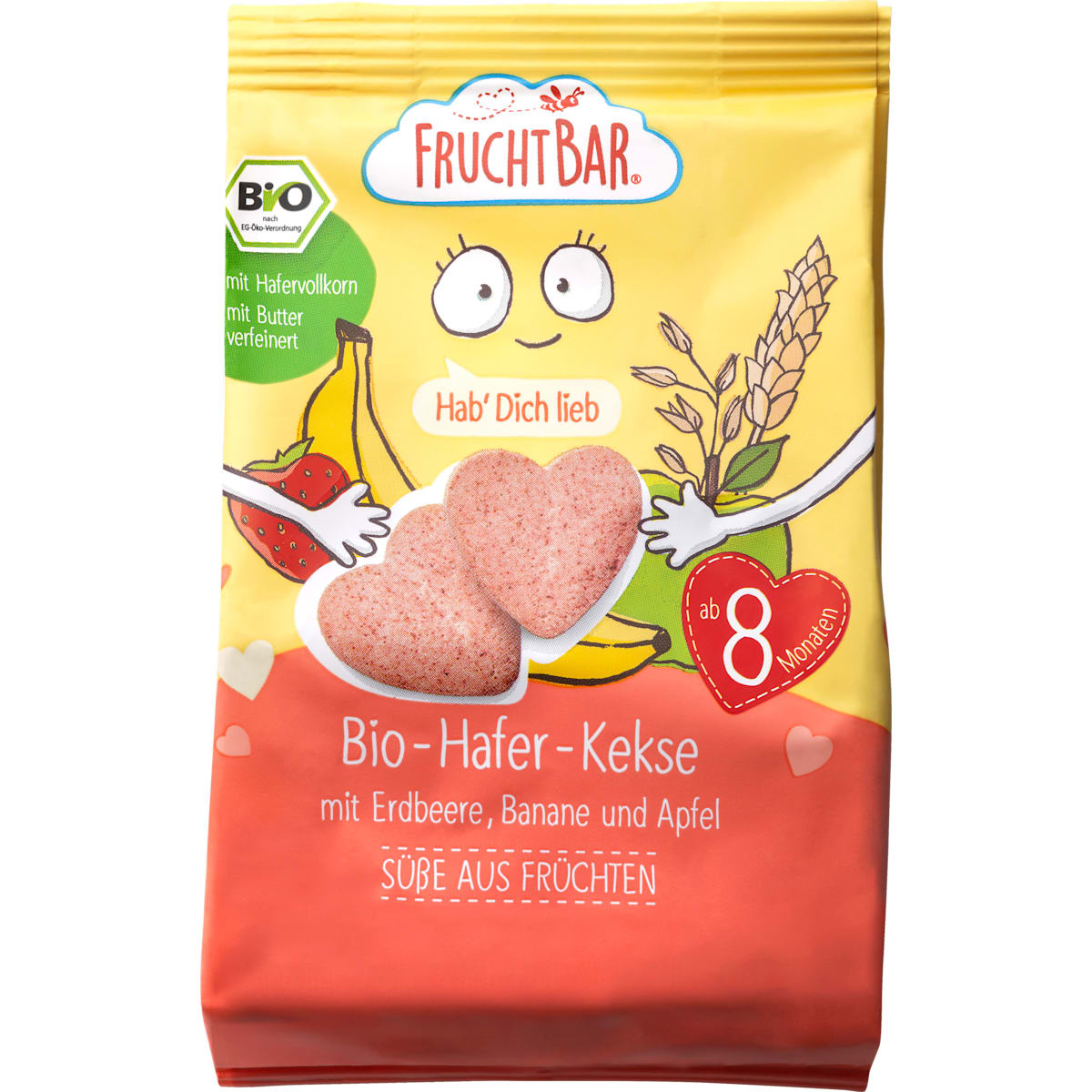 FruchtBar Babykoekjes Haver-Koekjes, met Aardbei, Banaan en Appel vanaf 8 maanden, 100 g