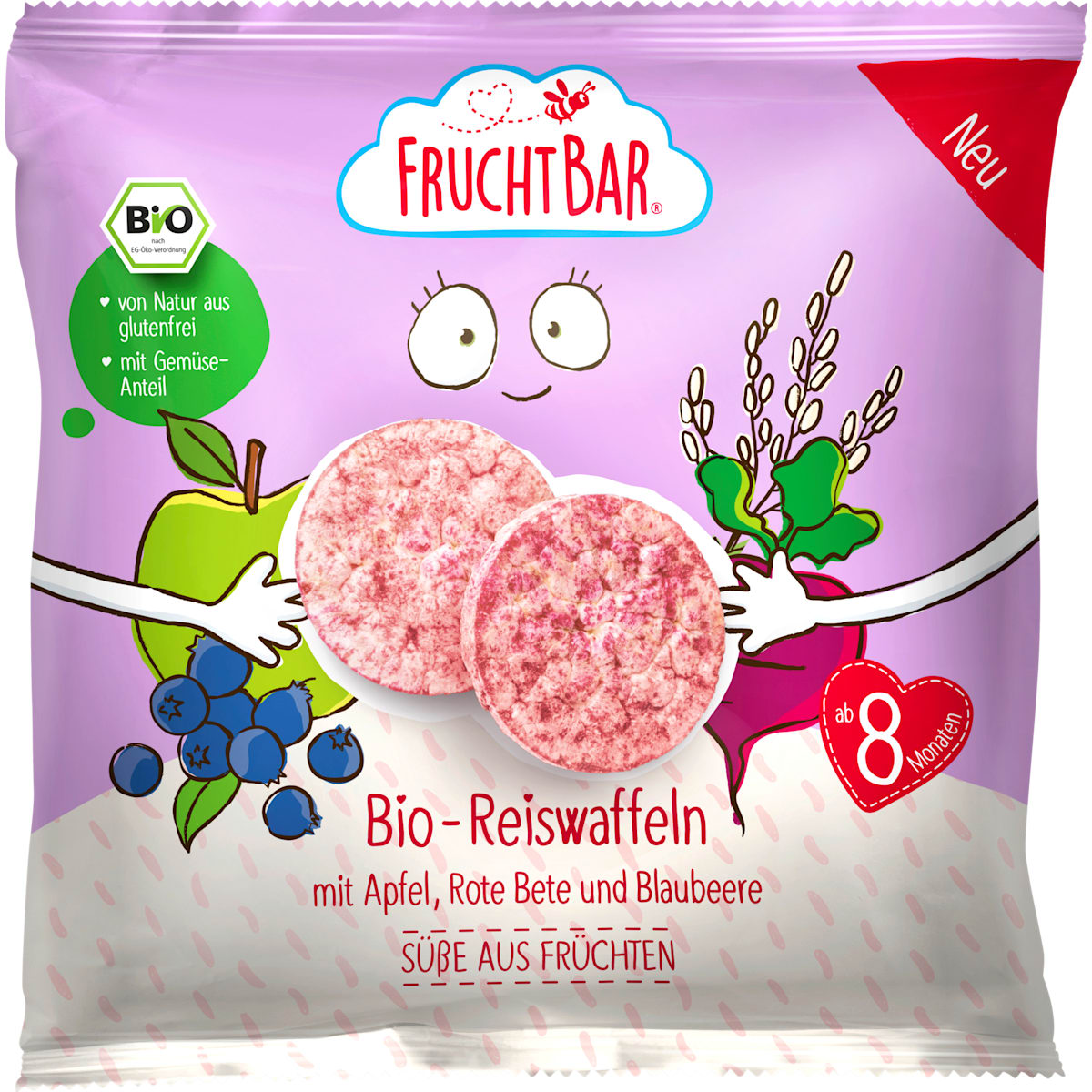 FruchtBar Babysnack Rijstwafels met Appel, rode biet & Bosbes vanaf 8 maanden, 30 g