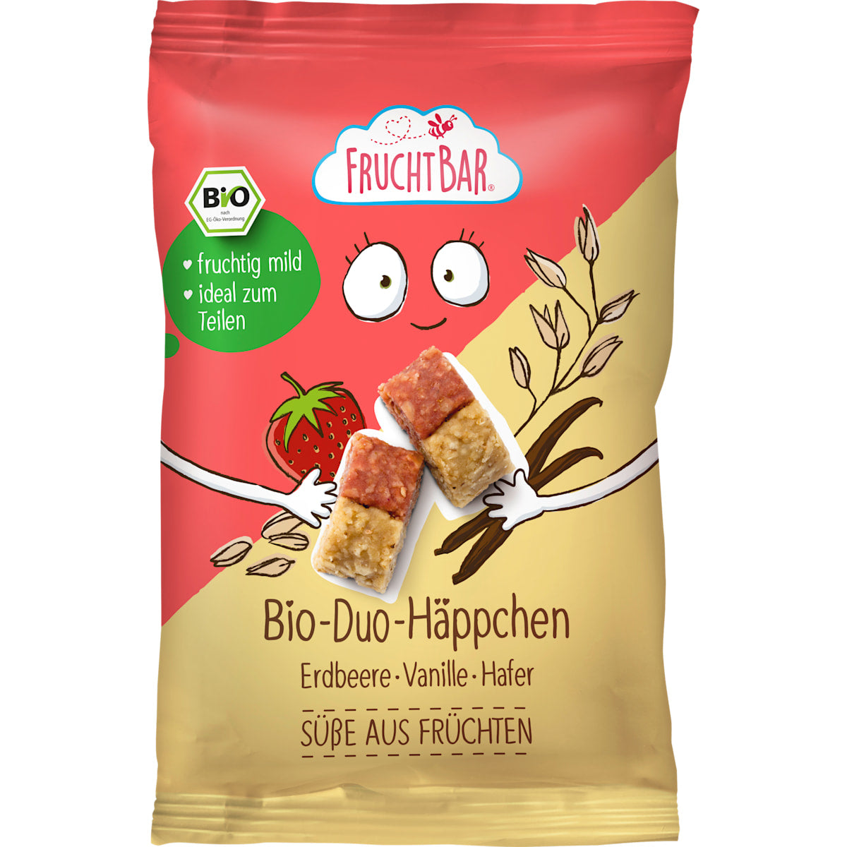 FruchtBar Kindersnack Duo-Hapjes met Aardbei, Vanille & Haver, vanaf 3 jaar, 40 g