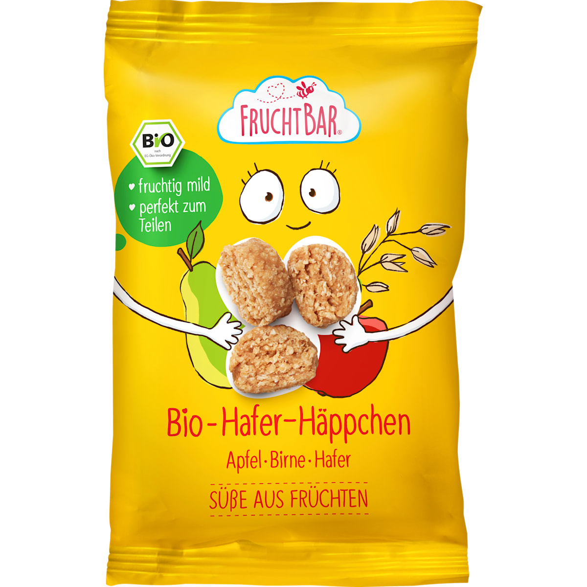 FruchtBar Kindersnack Haver-Hapjes, Appel, Peer, Haver vanaf 12 maanden, 40 g