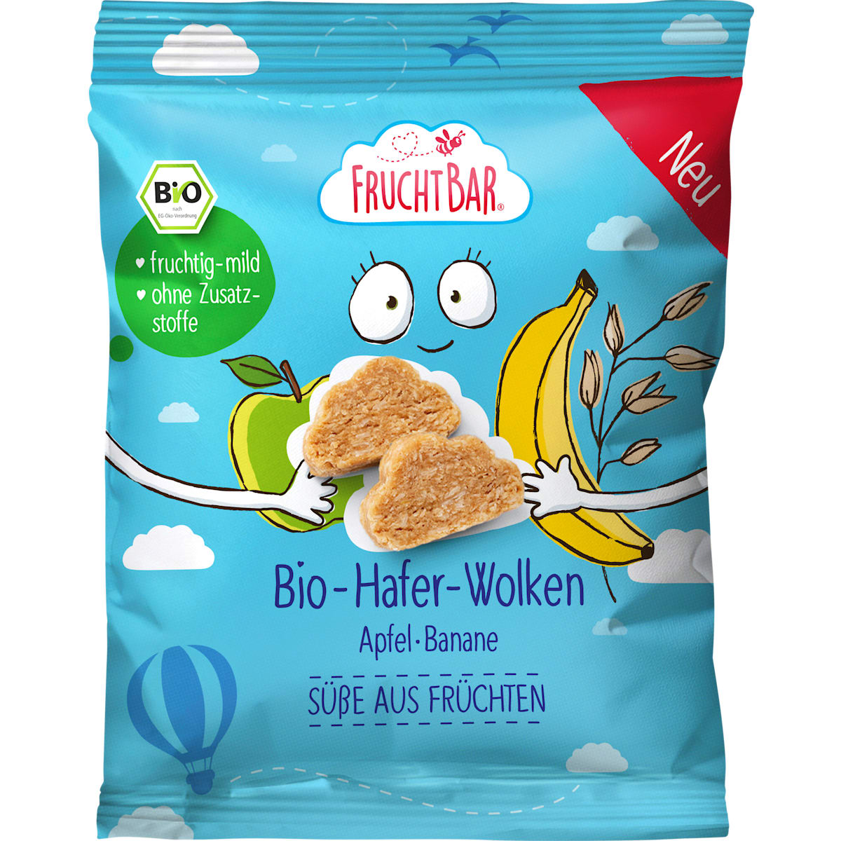 FruchtBar Kindersnack Haver-wolkjes Appel & Banaan vanaf 12 maanden, 50 g