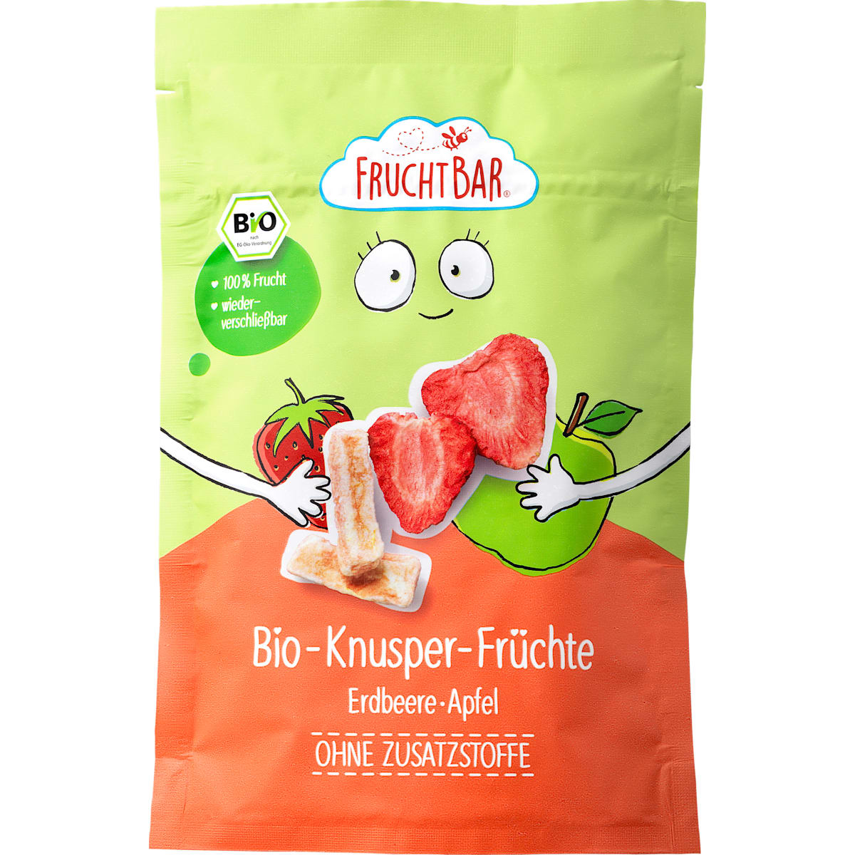 FruchtBar Kindersnack Knapper-Vruchten Aardbei & Appel, vanaf 3 jaar, 15 g