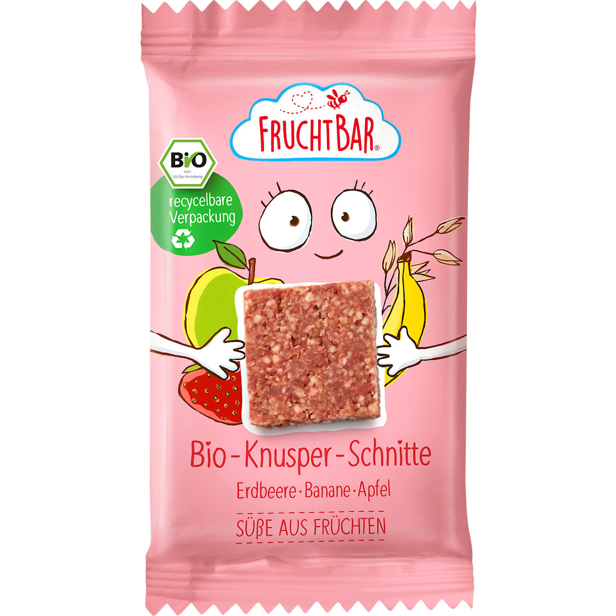 FruchtBar Kindersnack Knapper-Schnitte Aardbei-Banaan, vanaf 3 jaar (3x23 g), 69 g