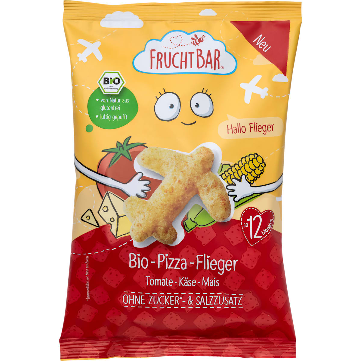 FruchtBar Kindersnack Pizza-Flieger Tomaat, Kaas & Mais vanaf 12 maanden, 30 g