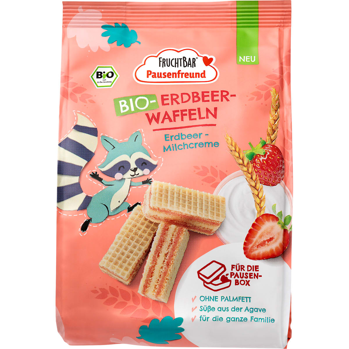 FRUCHTBAR Pausenfreund Kindersnack Aardbei Wafels vanaf 3 jaar, 100 g