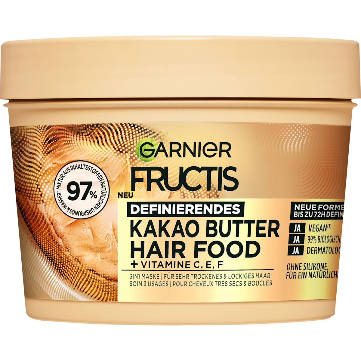 GARNIER FRUCTIS Haarmasker Cacao Butter Hair Food 3in1 Maske, 400 ml