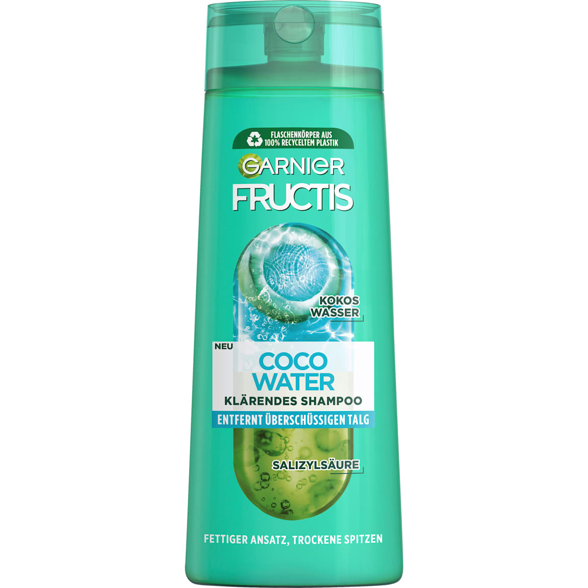 GARNIER FRUCTIS Shampoo Coco Water, fettiger Ansatz & trockene Spitzen, 400 ml