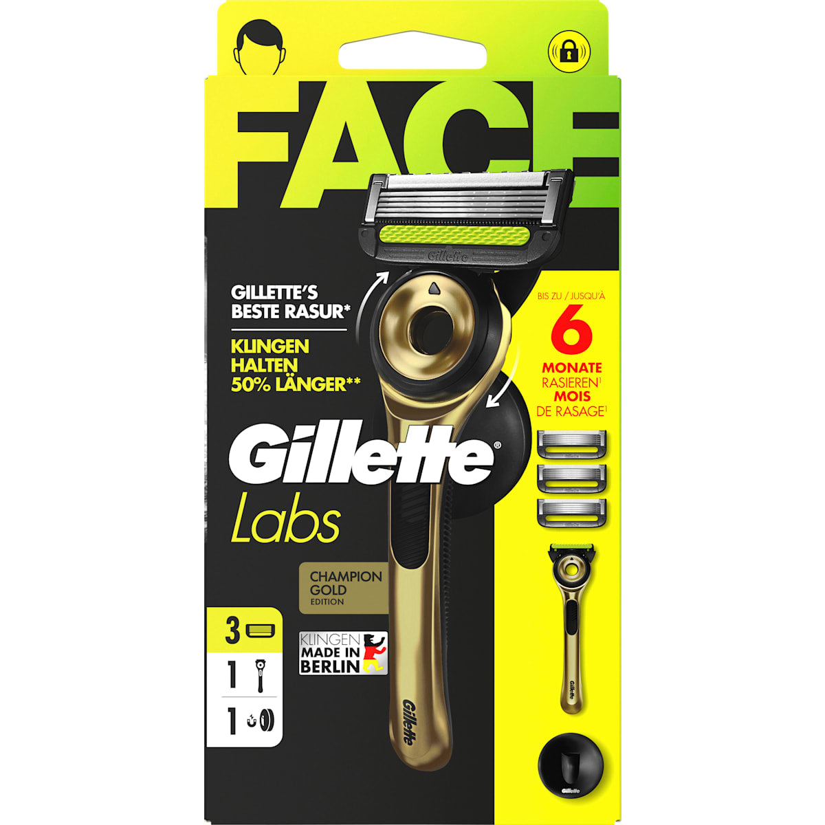 Gillette Scheermes, Labs Face Gold, 1 St