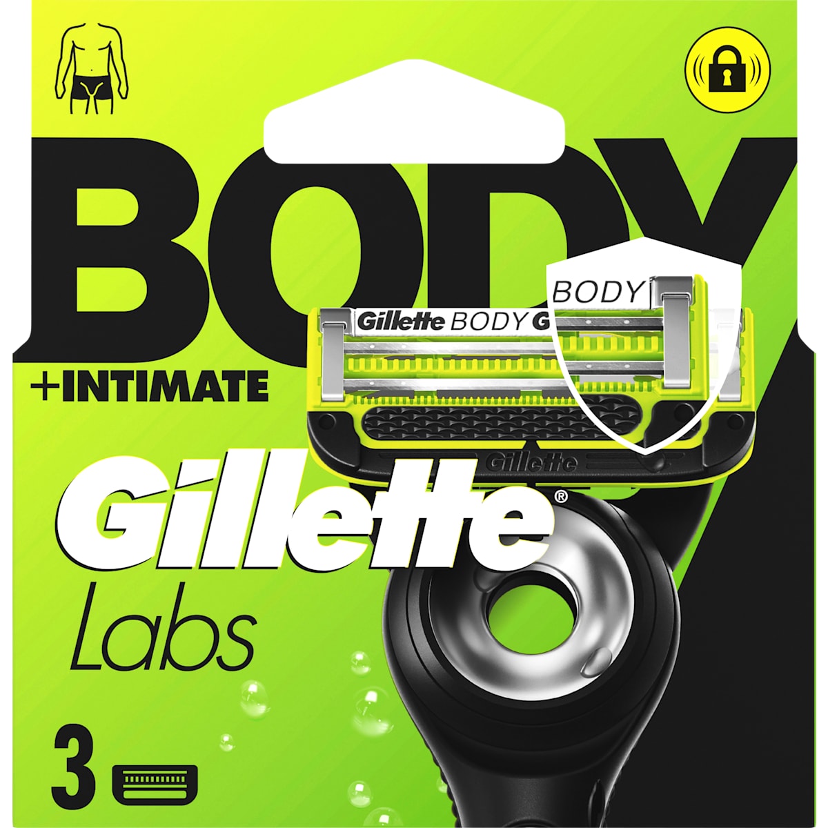 Gillette Scheermesjes, Labs Body & Intimate, 3 St